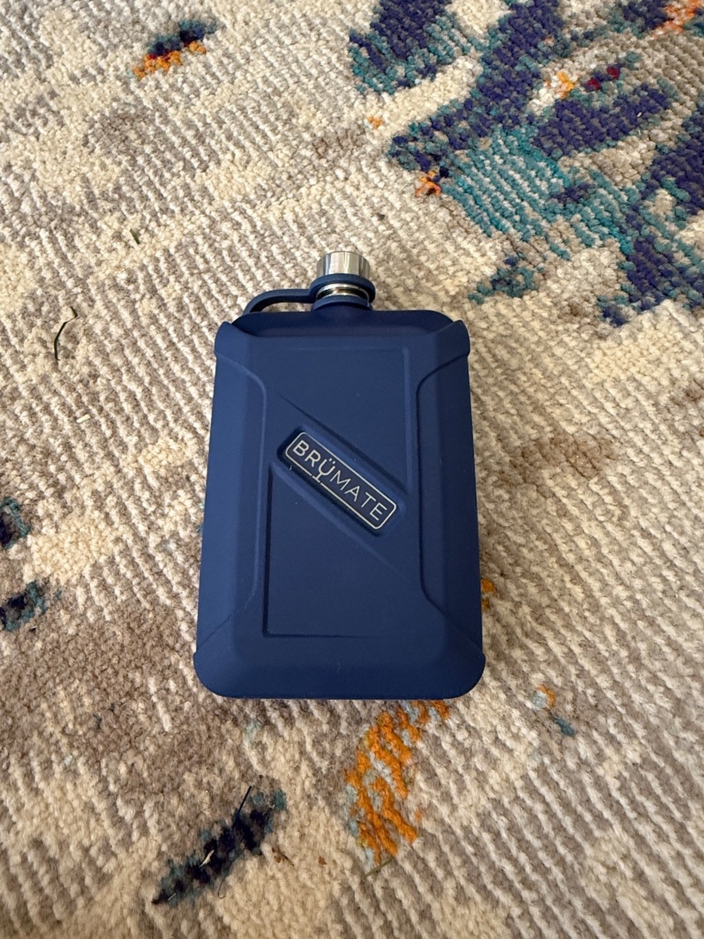 Blue silicone 8 oz BrüMate Liquor Canteen Drink Flask Stainless Steel Gasoline